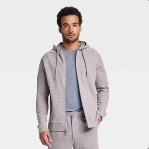 Men's Large Light Grey Ponte Full-Zip Hoodie - All in Motion